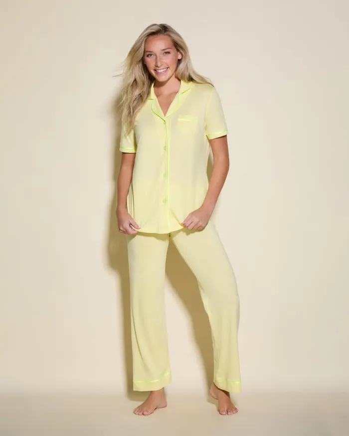 Pj Sets Women Cosabella Bella Short Sleeve Top and Pant Pajama Set Mignonetteneon Yellow Pj Sets Women Cosabella Bella Short Sleeve Top and Pant Pajama Set Mignonetteneon Yellow
