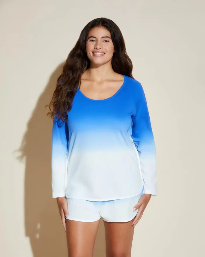 Pj Sets Women Cosabella Florida Lounge Printed Long Sleeve Top and Boxer Mare Ombre Pj Sets Women Cosabella Florida Lounge Printed Long Sleeve Top and Boxer Mare Ombre