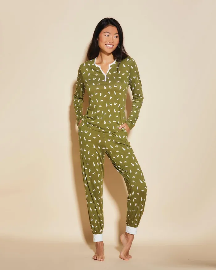 Pj Sets Women Cosabella Ski Trip Long Sleeve Top And Jogger Set Aloe Woodland Pj Sets Women Cosabella Ski Trip Long Sleeve Top And Jogger Set Aloe Woodland