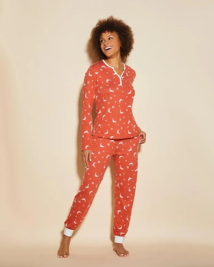 Pj Sets Women Cosabella Ski Trip Long Sleeve Top And Jogger Set Sahara Ski