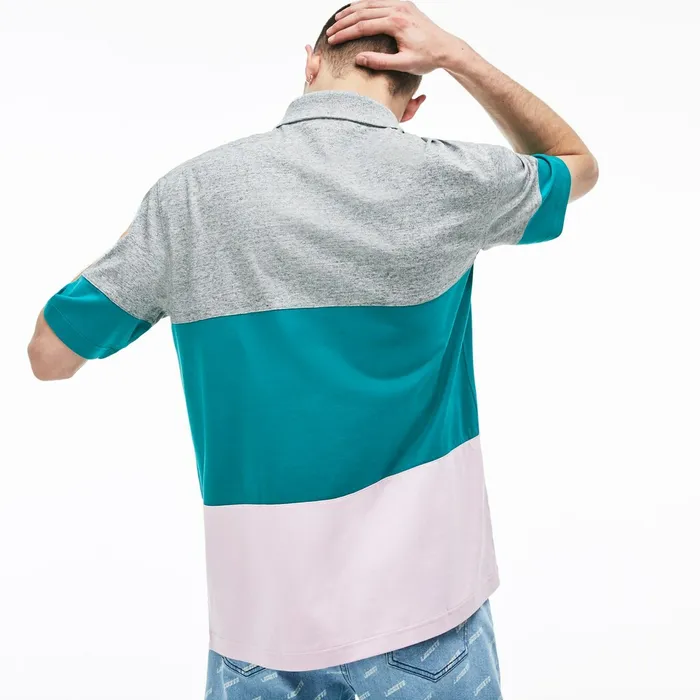 Polos Lacoste Mens LIVE Loose Fit Cotton Polo Grey ChineGreenLight Pink Outlet