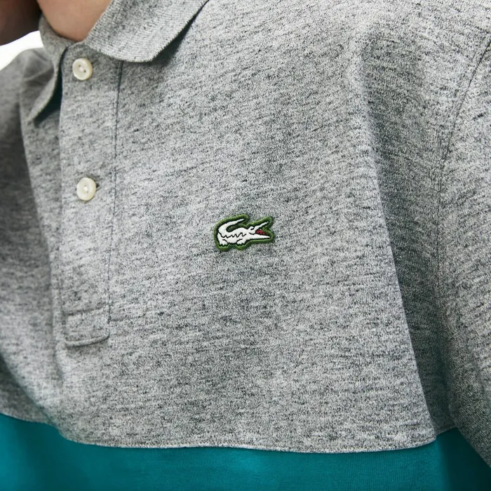 Polos Lacoste Mens LIVE Loose Fit Cotton Polo Grey ChineGreenLight Pink Outlet
