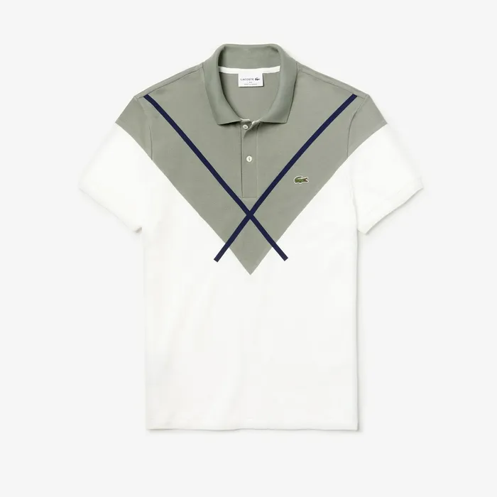 Polos Lacoste Mens Made In France Jacquard Cotton Piqu Polo Shirt WhiteKhaki GreenNavy Blue Gift Ideas