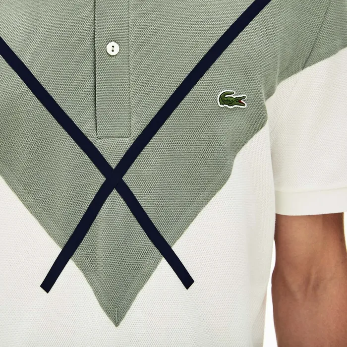 Polos Lacoste Mens Made In France Jacquard Cotton Piqu Polo Shirt WhiteKhaki GreenNavy Blue Gift Ideas