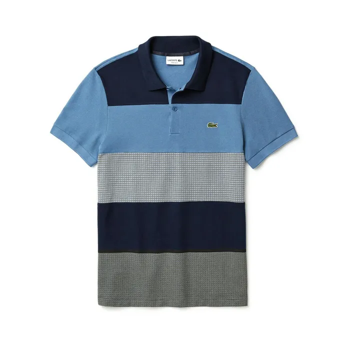 Polos Lacoste Mens Regular Fit Paneled ColorBlocked Polo Shirt Navy BlueBlueWhite Store
