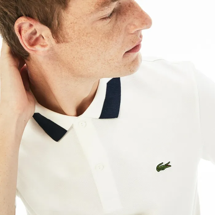 Polos Lacoste Mens Regular Fit Stretch Polo Shirt White For Sale Online
