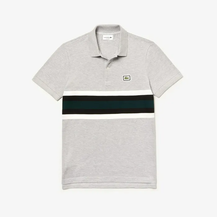 Polos Lacoste Mens Regular Fit Thick Cotton Piqu Polo Shirt Grey ChineWhiteBlackGreen USA