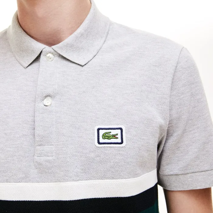 Polos Lacoste Mens Regular Fit Thick Cotton Piqu Polo Shirt Grey ChineWhiteBlackGreen USA