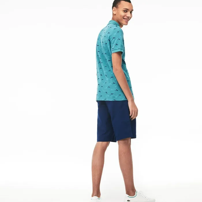 Polos Lacoste Mens Slim Fit Cotton And Linen Piqu Polo BlueWhite Online