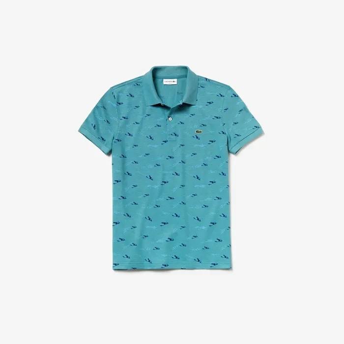 Polos Lacoste Mens Slim Fit Cotton And Linen Piqu Polo BlueWhite Online