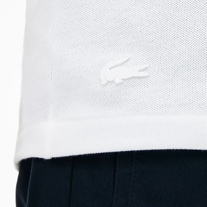 Polos Lacoste Mens Slim Fit Lettering Stretch Mini Piqu Polo WhiteNavy Blue Shop Online