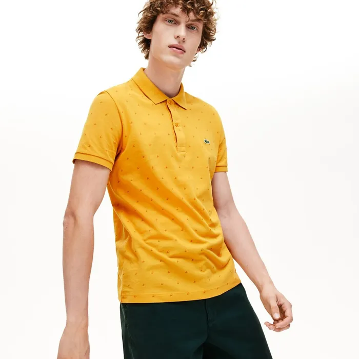 Polos Lacoste Mens Slim Fit Patterned Cotton Mini Piqu Polo YellowOrange Outlet Polos Lacoste Mens Slim Fit Patterned Cotton Mini Piqu Polo YellowOrange Outlet