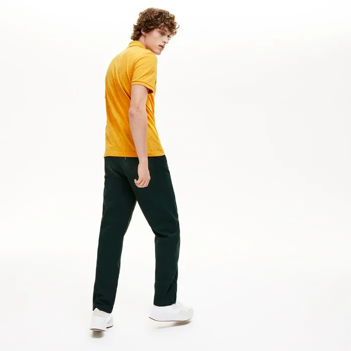 Polos Lacoste Mens Slim Fit Patterned Cotton Mini Piqu Polo YellowOrange Outlet