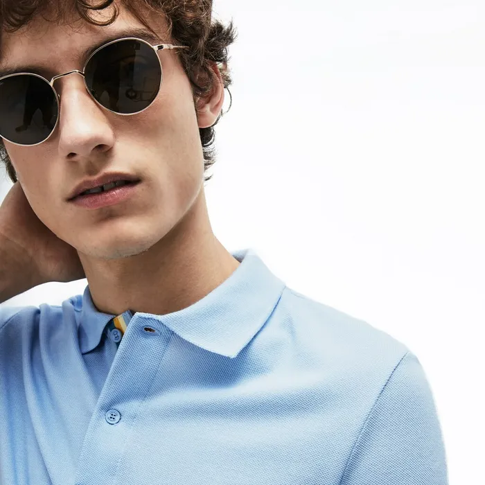 Polos Lacoste Mens Slim Fit Petit Piqu Polo Shirt Light Blue On Sale