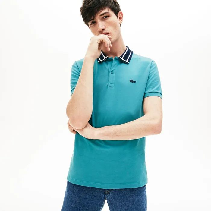 Polos Lacoste Mens Slim Fit Stretch Cotton Polo Shirt Blue Near Me