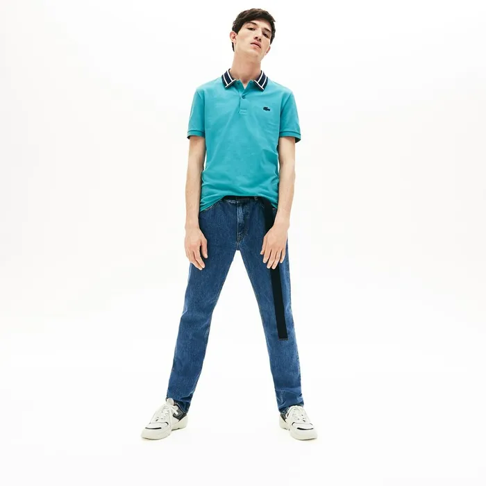 Polos Lacoste Mens Slim Fit Stretch Cotton Polo Shirt Blue Near Me