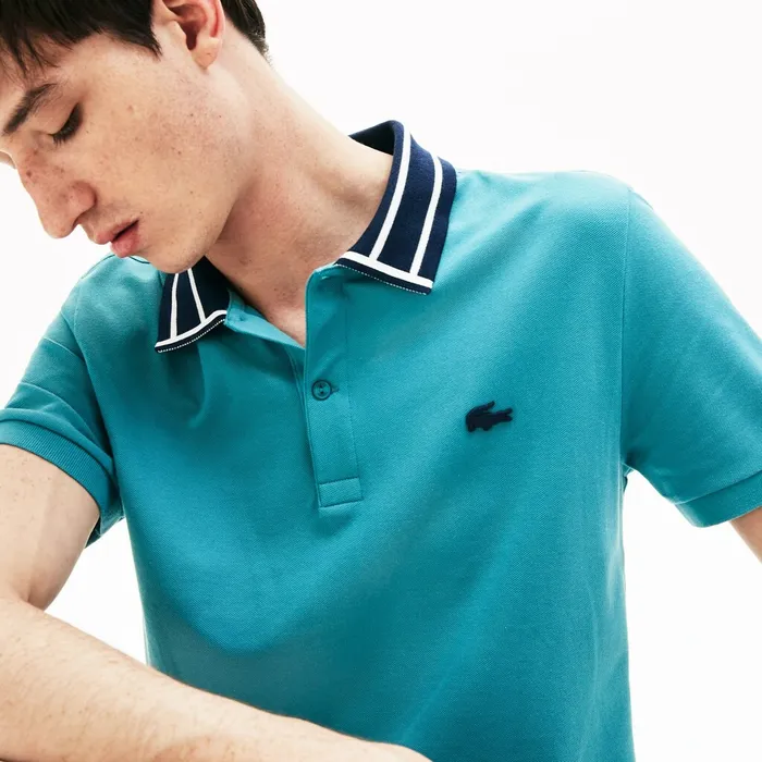 Polos Lacoste Mens Slim Fit Stretch Cotton Polo Shirt Blue Near Me