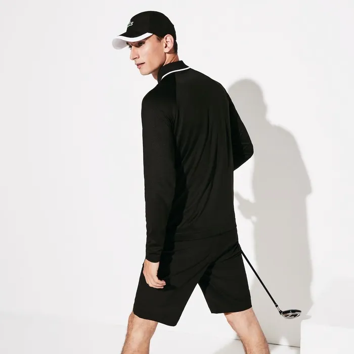 Polos Lacoste Mens SPORT Breathable Golf Polo Shirt BlackWhite Gift Ideas