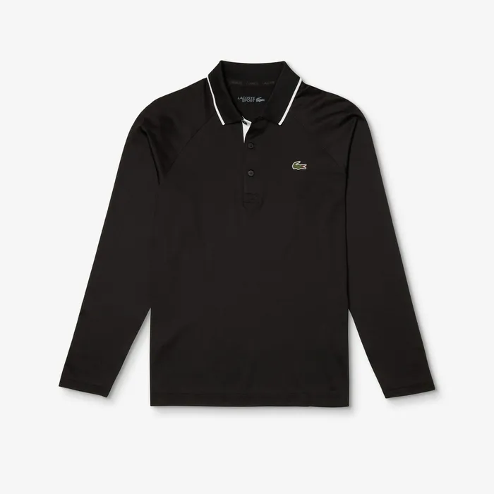 Polos Lacoste Mens SPORT Breathable Golf Polo Shirt BlackWhite Gift Ideas