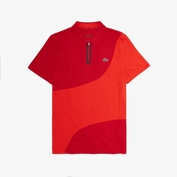 Polos Lacoste Mens SPORT ColorBlocked Breathable Piqu Zip Golf Polo Shirt RedNavy Blue Shop Online Polos Lacoste Mens SPORT ColorBlocked Breathable Piqu Zip Golf Polo Shirt RedNavy Blue Shop Online