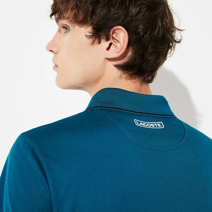 Polos Lacoste Mens SPORT MeshPaneled Piqu Tennis Polo BlueWhiteBlack Popular