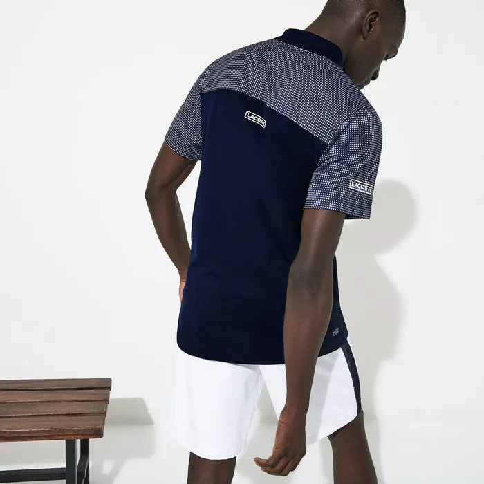 Polos Lacoste Mens SPORT Mesh Sleeved Breathable Tennis Polo Shirt Navy BlueWhite Online Outlet Store