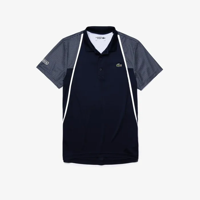 Polos Lacoste Mens SPORT Mesh Sleeved Breathable Tennis Polo Shirt Navy BlueWhite Online Outlet Store