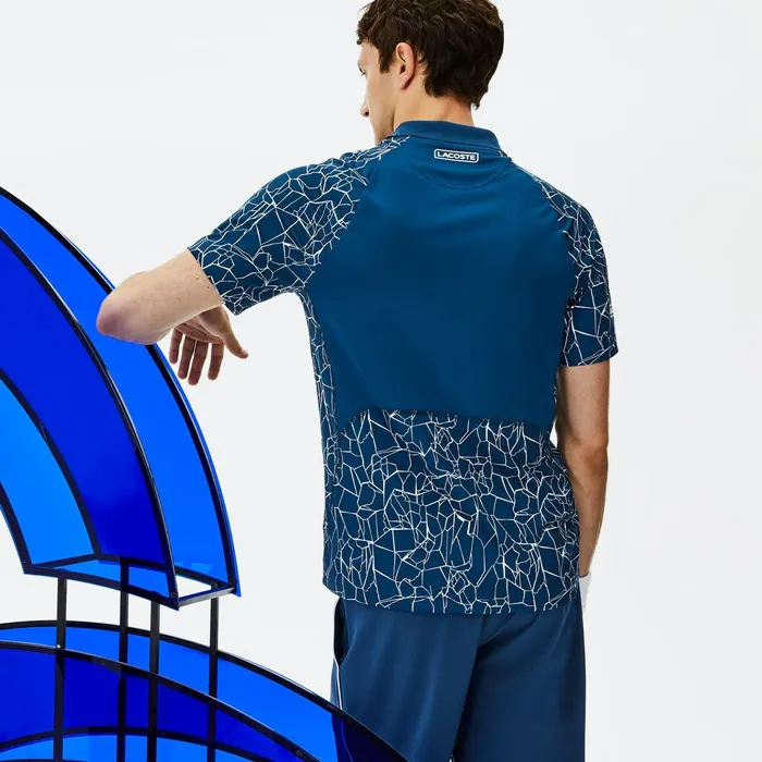 Polos Lacoste Mens SPORT Novak Djokovic Print Technical Jersey Polo BlueWhite Online