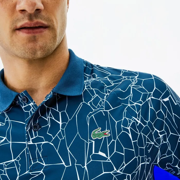 Polos Lacoste Mens SPORT Novak Djokovic Print Technical Jersey Polo BlueWhite Online
