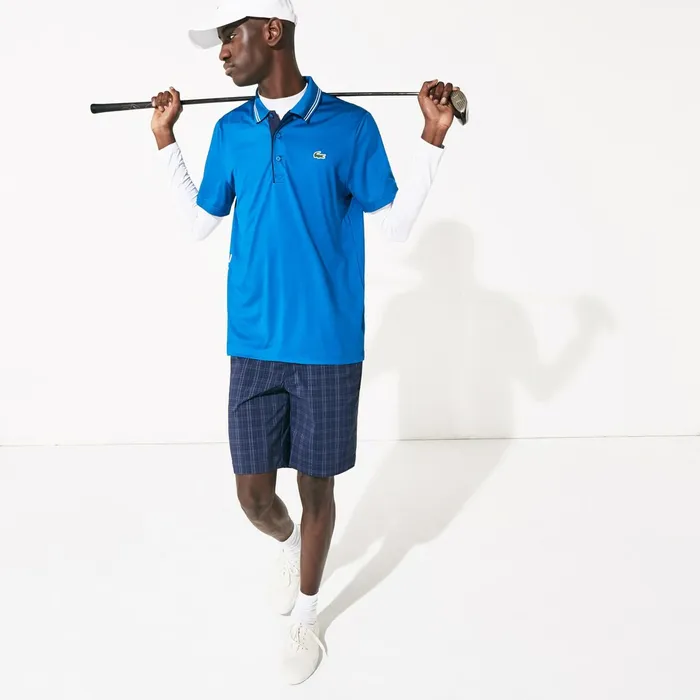 Polos Lacoste Mens SPORT Signature Breathable Golf Polo Shirt BlueNavy BlueWhite For Sale Polos Lacoste Mens SPORT Signature Breathable Golf Polo Shirt BlueNavy BlueWhite For Sale