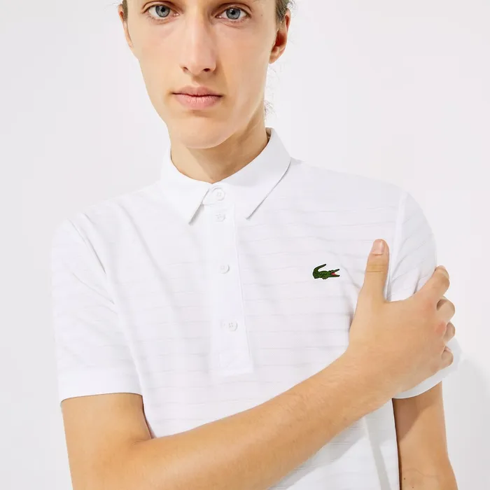 Polos Lacoste Mens SPORT Textured Breathable Golf Polo Shirt White For Sale