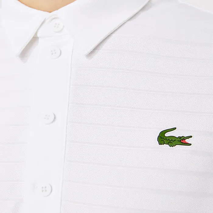 Polos Lacoste Mens SPORT Textured Breathable Golf Polo Shirt White For Sale