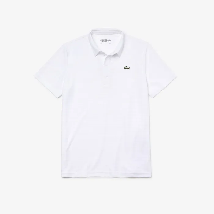 Polos Lacoste Mens SPORT Textured Breathable Golf Polo Shirt White For Sale