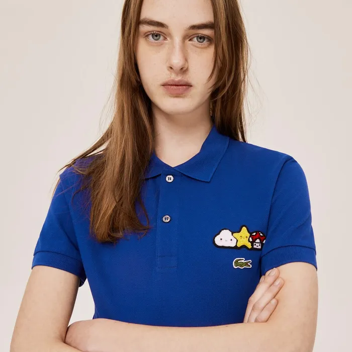Polos Lacoste Mens Unisex x FriendsWithYou Design Classic Fit Polo Shirt Blue Cheap On Sale