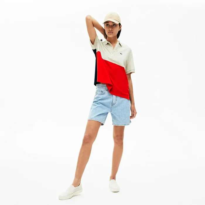 Polos Lacoste Womens RelaxedFit Lightweight ColorBlock Piqu Polo RedBeigeNavy Blue Online Polos Lacoste Womens RelaxedFit Lightweight ColorBlock Piqu Polo RedBeigeNavy Blue Online