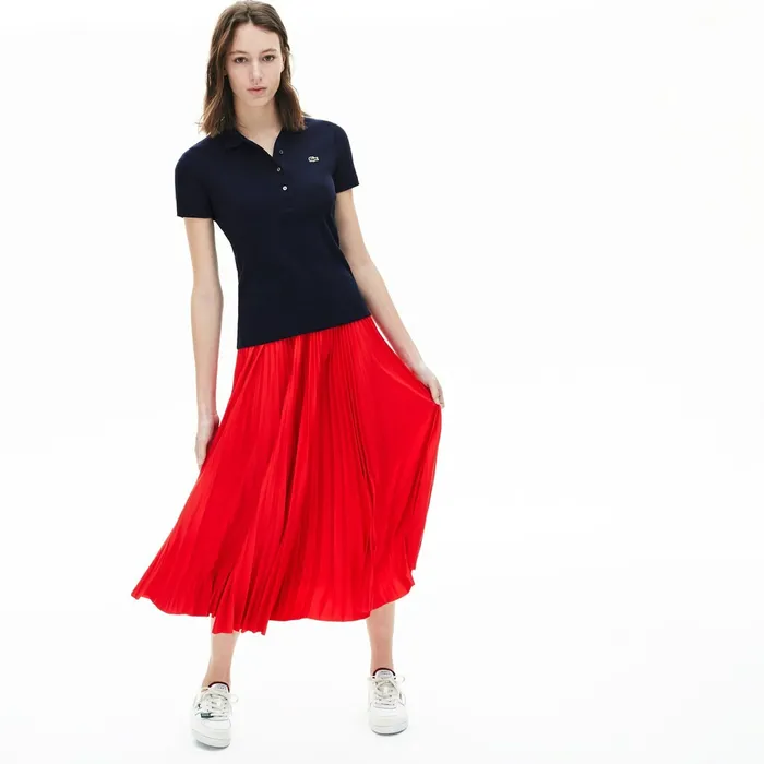 Polos Lacoste Womens Ribbed Cotton Polo Navy Blue Casaul
