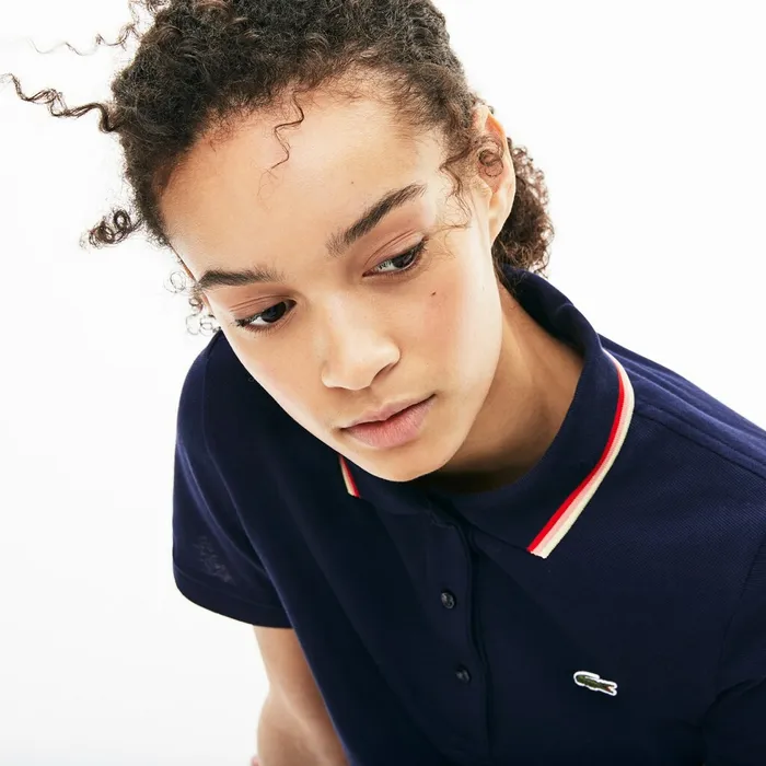 Polos Lacoste Womens Slim Fit Cotton Petit Piqu Polo Navy Blue Cheap On Sale