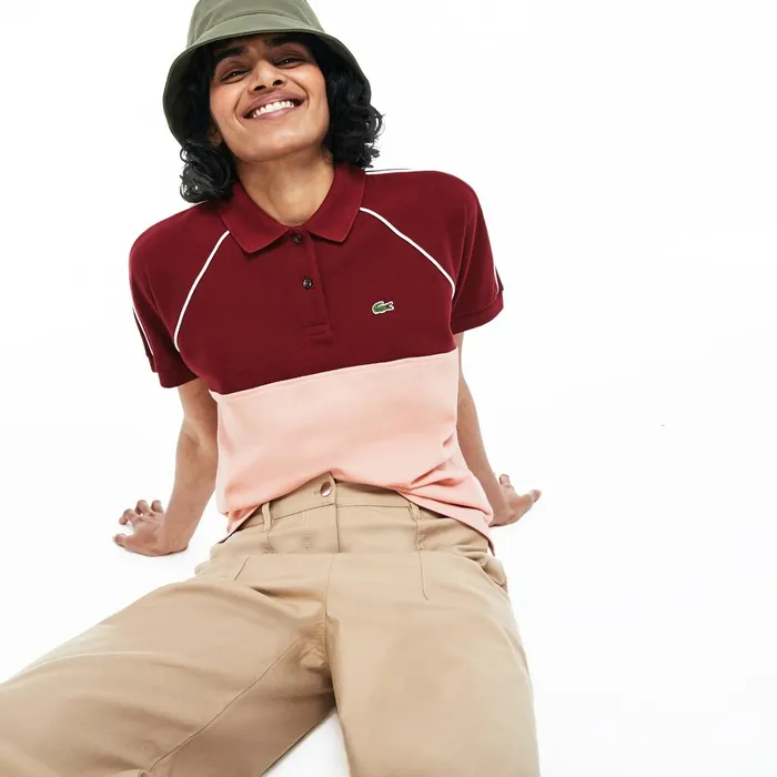Polos Lacoste Womens Slim Fit Petit Piqu Polo Shirt BordeauxLight PinkWhite Store Polos Lacoste Womens Slim Fit Petit Piqu Polo Shirt BordeauxLight PinkWhite Store