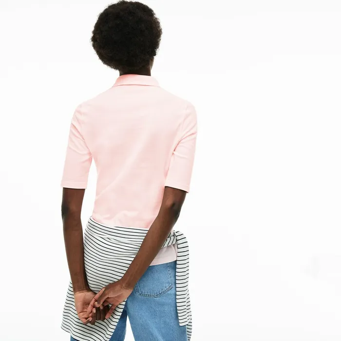 Polos Lacoste Womens Slim Fit Stretch Mini Piqu Polo Shirt Light Pink Gift 4 You