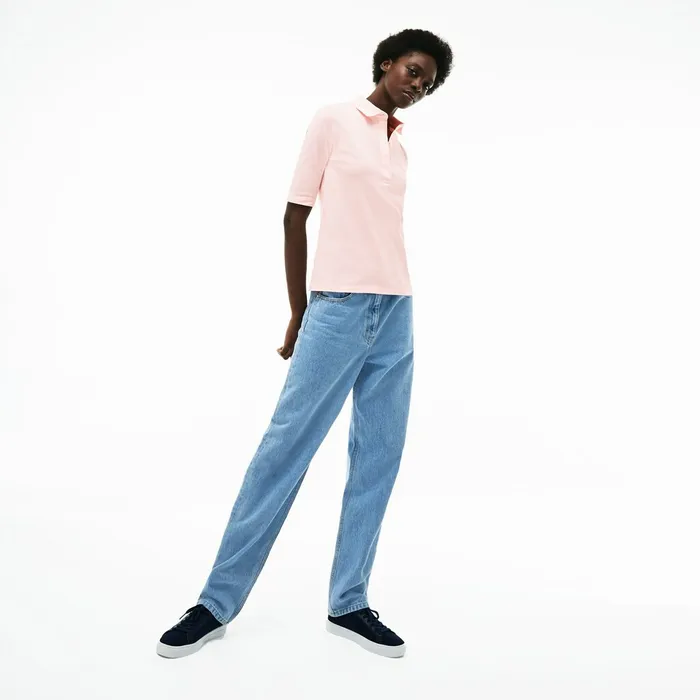 Polos Lacoste Womens Slim Fit Stretch Mini Piqu Polo Shirt Light Pink Gift 4 You