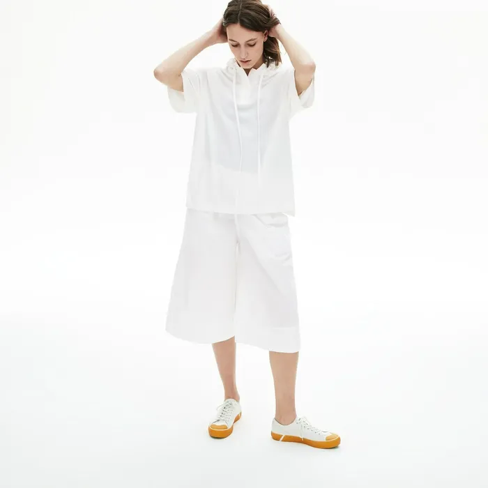 Polos Lacoste Womens Solid Cotton Piqu Hooded Polo Shirt White Near Me