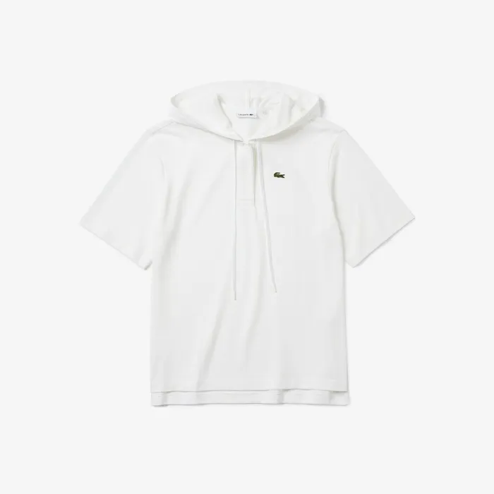 Polos Lacoste Womens Solid Cotton Piqu Hooded Polo Shirt White Near Me