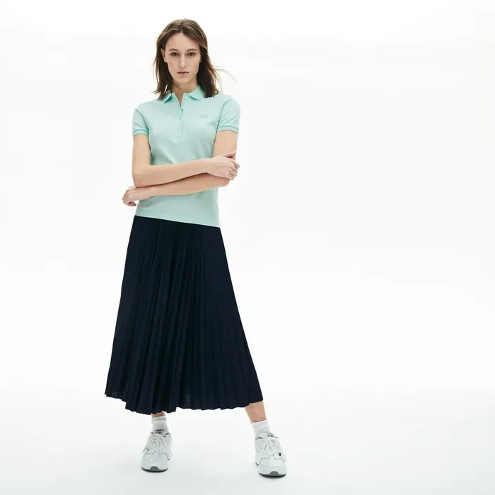 Polos Lacoste Womens Stretch Cotton Piqu Polo Turquoise Popular