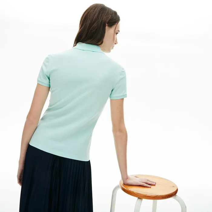 Polos Lacoste Womens Stretch Cotton Piqu Polo Turquoise Popular