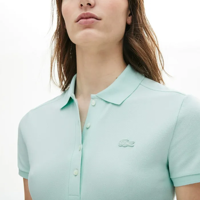 Polos Lacoste Womens Stretch Cotton Piqu Polo Turquoise Popular