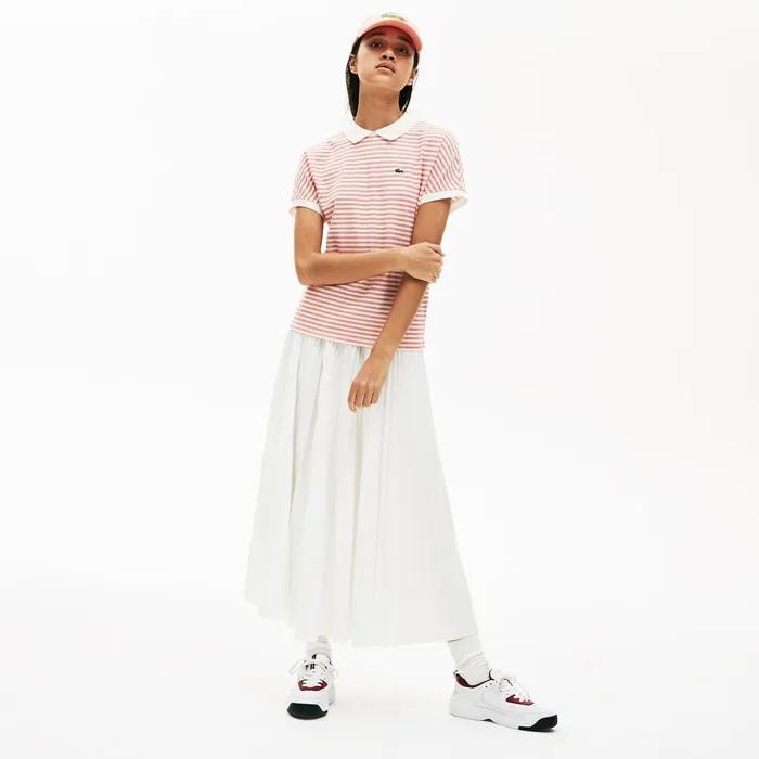 Polos Lacoste Womens Striped Polo RedWhite Gift 4 You