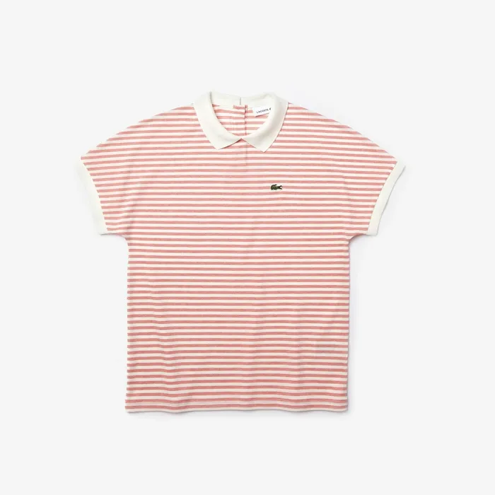 Polos Lacoste Womens Striped Polo RedWhite Gift 4 You