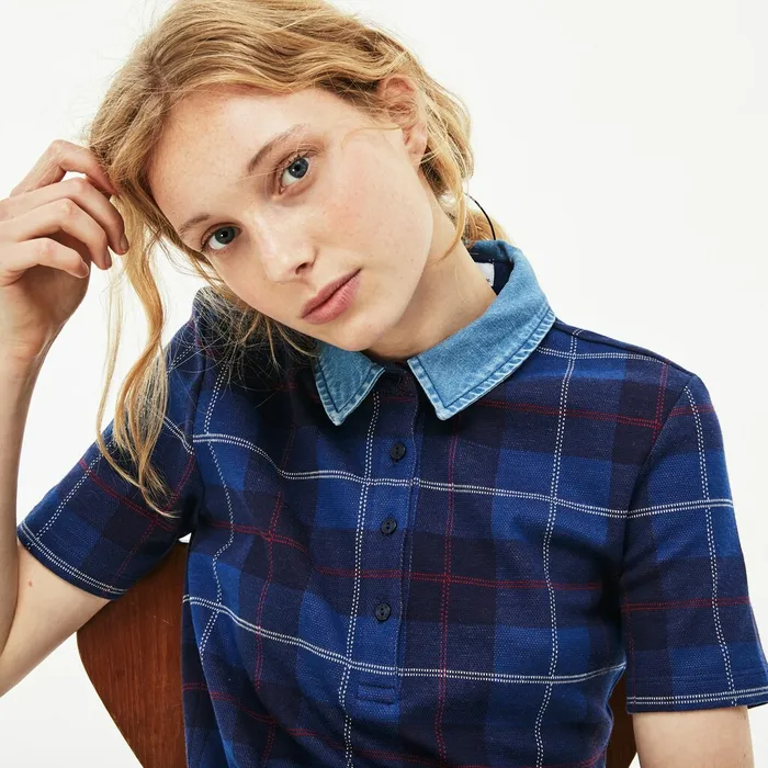 Polos Lacoste Womens Tartan Check Cotton Jacquard Polo Navy BlueBlue Cheap On Sale Polos Lacoste Womens Tartan Check Cotton Jacquard Polo Navy BlueBlue Cheap On Sale