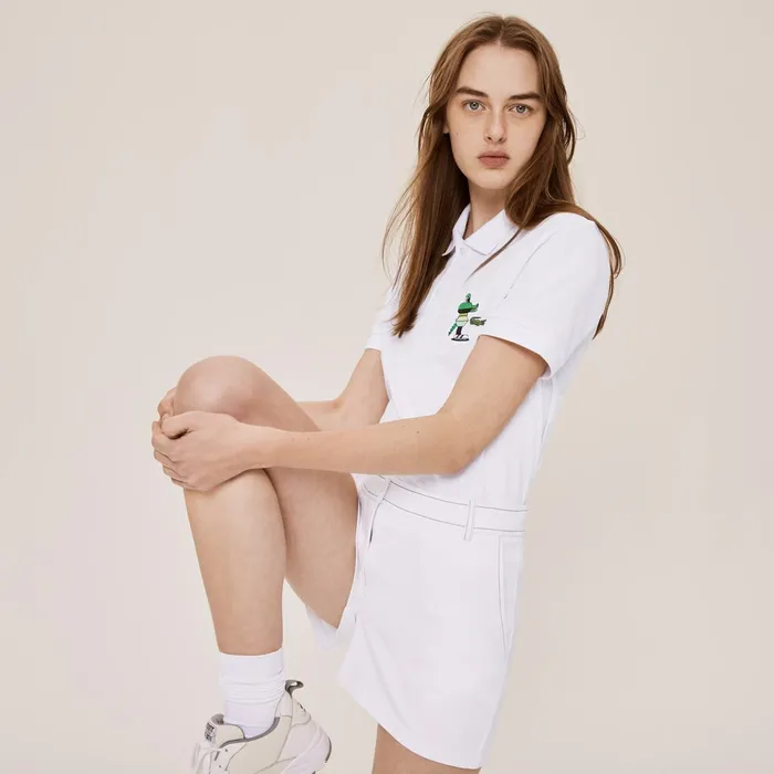 Polos Lacoste Womens Unisex x Jeremyville Design Classic Fit Polo Shirt White Outlet Factory