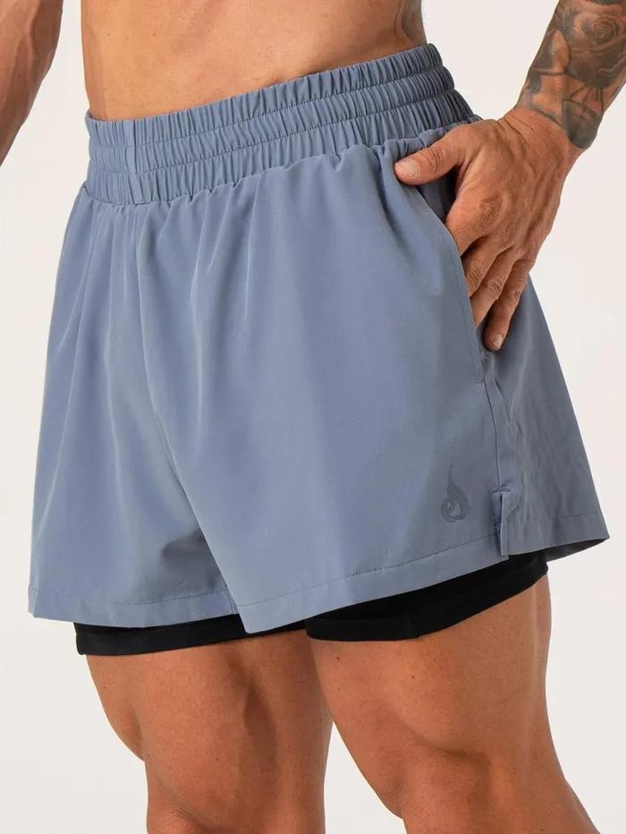 Pursuit 2 In 1 Training Shorts 8211 Denim Blue Men Ryderwear Gym Shorts